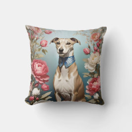Elegante Whippet Pink Peony Blume Kissen