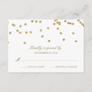 Elegante White and Gold Confetti Polka-Dots UAWG RSVP Karte