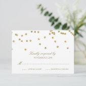 Elegante White and Gold Confetti Polka-Dots UAWG RSVP Karte (Stehend Vorderseite)
