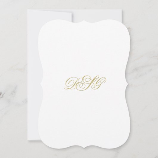 Elegante White and Gold Monogram Wedding Einladung (Rückseite)