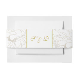 Elegante White and Gold Monogram Wedding Einladungsbanderole