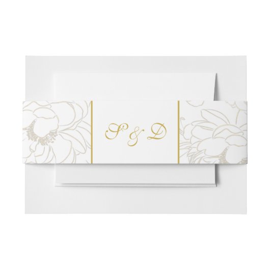 Elegante White and Gold Monogram Wedding Einladungsbanderole (Vorderseite Beispiel)