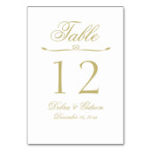 Elegante White and Gold Monogram Wedding Tischnummer (Rückseite)