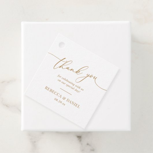 Elegante White and Gold Monogram Wedding Vielen Da Geschenkanhänger (Beispiel)