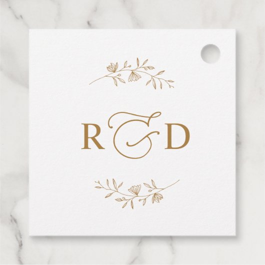 Elegante White and Gold Monogram Wedding Vielen Da Geschenkanhänger (Rückseite)