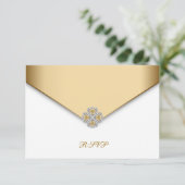 Elegante White and Gold UAWG RSVP Karte (Stehend Vorderseite)