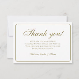 Elegante White and Gold Wedding Dankeschön Card Dankeskarte