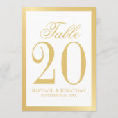 Elegante White and Gold Wedding Tischnummer (Rückseite)