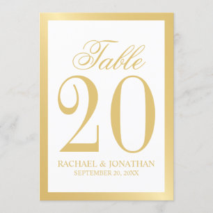 Elegante White and Gold Wedding Tischnummer