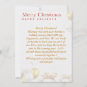 Elegante White and Gold Weihnachtskarte mit Liebe Einladung (Rückseite)