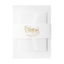 Elegante White and Imitats Gold Calligraphy Weddin