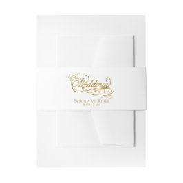 Elegante White and Imitats Gold Calligraphy Weddin Einladungsbanderole