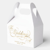 Elegante White and Imitats Gold Calligraphy Weddin Geschenkschachtel (Vorderseite)