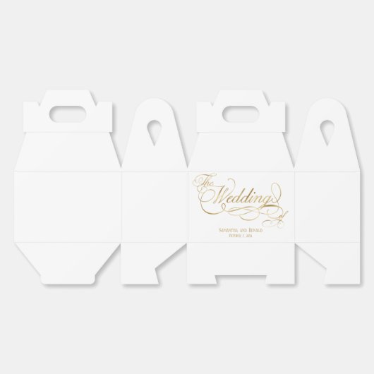 Elegante White and Imitats Gold Calligraphy Weddin Geschenkschachtel (Ungeklappt)
