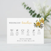 Elegante White and Yellow Floral Wedding Timeline Begleitkarte (Stehend Vorderseite)