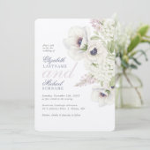 Elegante White Anemone Bloral Wedding Einladung (Stehend Vorderseite)