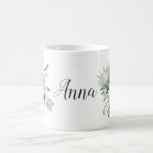 Elegante White Anemones Protea Eucalyptus Name Kaffeetasse (Mittel)