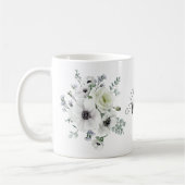 Elegante White Anemones Protea Eucalyptus Name Kaffeetasse (Links)