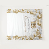 Elegante White-Balloon Arch Quinceañera Wandteppich (Vorderseite (Horizontal))