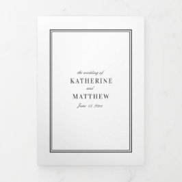 Elegante White & Black All-In-One-Hochzeit Dreifach Gefaltete Einladung