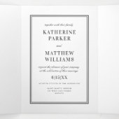 Elegante White & Black All-In-One-Hochzeit Dreifach Gefaltete Einladung (Innenseite Mitte)