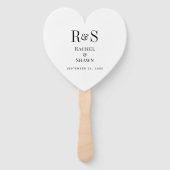 Elegante White & Black Chic Moderne Monogram Weddi Fächer (Rückseite)