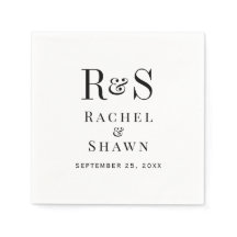 Elegante White & Black Chic Moderne Monogram Weddi