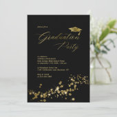 Elegante White Black Dust Confetti Graduation Part Einladung (Stehend Vorderseite)
