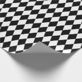 Elegante White Black Harlequin Geometrische Rhombu Geschenkpapier (Ecke)
