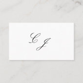 Elegante White Black Modern Script Monogram Weddin Platzkarte (Rückseite)