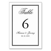 Elegante White Black Script Calligraphy Wedding Tischnummer (Rückseite)