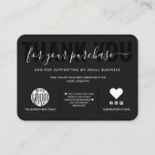 Elegante White Black Script Logo-Kunde Vielen Dank Visitenkarte (Vorderseite)