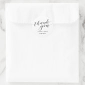 Elegante White Black Script Typografy Wedding Runder Aufkleber (Tasche)