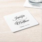 Elegante White Black Wedding-Geschenke - Monogram Rechteckiger Pappuntersetzer (angewinkelt)
