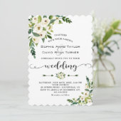 Elegante White Blooming Floral Handwriting Wedding Einladung (Stehend Vorderseite)