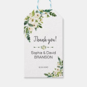 Elegante White Blooming Floral Handwriting Wedding Geschenkanhänger (Vorderseite)