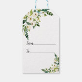 Elegante White Blooming Floral Handwriting Wedding Geschenkanhänger (Rückseite)