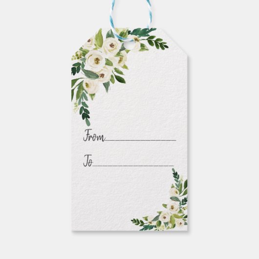 Elegante White Blooming Floral Handwriting Wedding Geschenkanhänger (Rückseite)