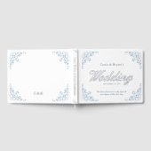 Elegante White & Blue Chic Feierliche Hochzeit Gästebuch (Voll)