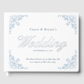 Elegante White & Blue Chic Feierliche Hochzeit Gästebuch (Vorderseite)