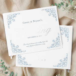 Elegante White & Blue Chic Feierliche Hochzeit Gästebuch