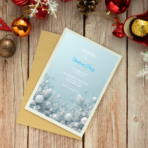 Elegante White & Blue Weihnachten Party Einladung