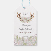 Elegante White Blume Antlers Monogram Wedding Geschenkanhänger (Vorderseite)