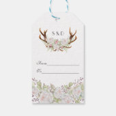 Elegante White Blume Antlers Monogram Wedding Geschenkanhänger (Rückseite)