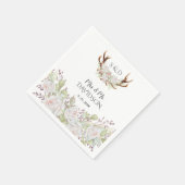 Elegante White Blume Antlers Monogram Wedding Serviette (Ecke)