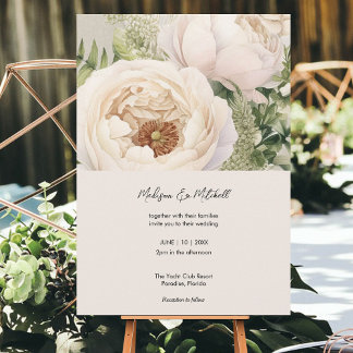 Elegante White Blume Bouquet Einladung