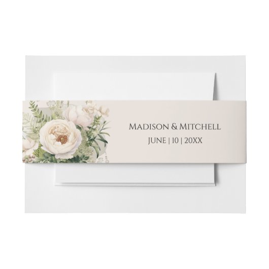 Elegante White Blume Bouquet Einladungsbanderole (Vorderseite Beispiel)