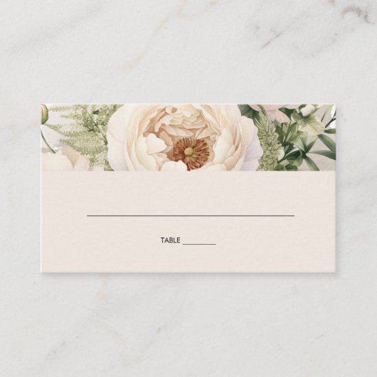 Elegante White Blume Bouquet Platzkarte (Vorderseite)