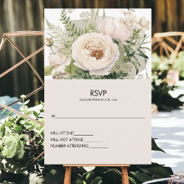 Elegante White Blume Bouquet RSVP Karte
