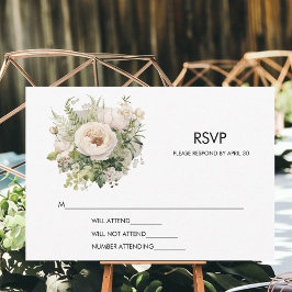 Elegante White Blume Bouquet RSVP Karte